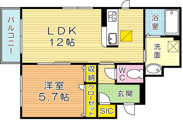 シャーメゾン境川  101号室 間取り