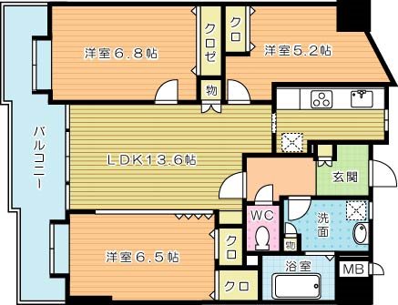 ニューサンリバー12番館 703号室 間取り