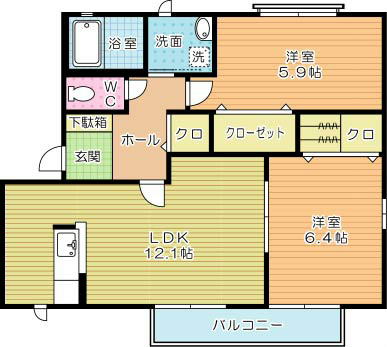 咲ら小路Ⅱ　Ｄ棟 201号室 間取り