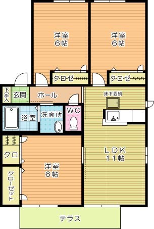 プレミールＧさくら館　B 110号室 間取り