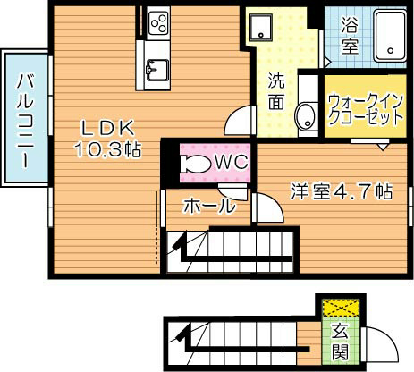 オレンジハウス 202号室 間取り