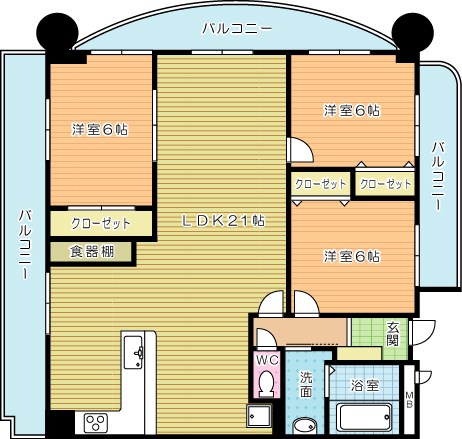 クレセール守恒 101号室 間取り