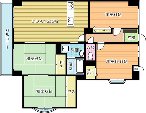 クレセール守恒 703号室 間取り