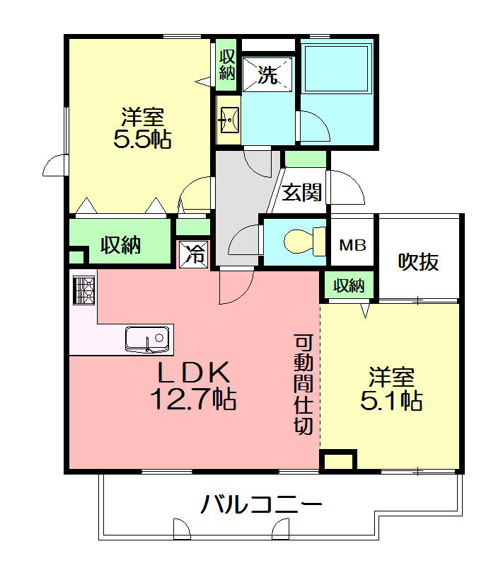 花仙ハイツ 202号室 間取り