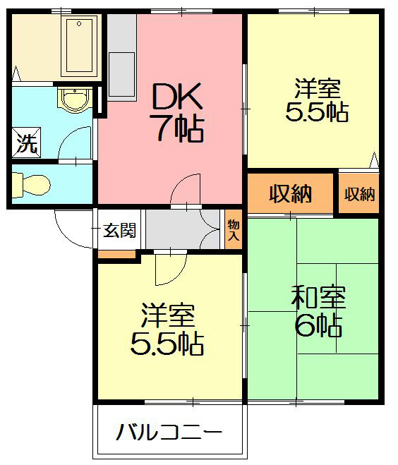 クレール石名坂B 203号室 間取り