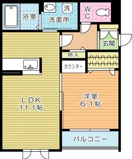 ヴィラウィステリア門司　Ａ棟 201号室 間取り