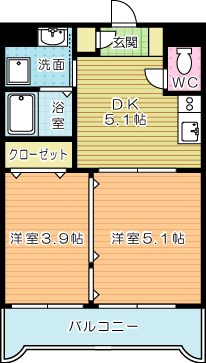 フィーナス熊本 203号室 間取り
