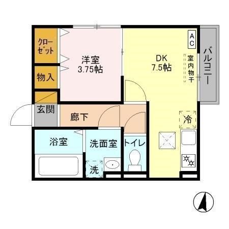 キューブ東松戸 101号室 間取り