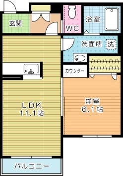 ヴィラウィステリア門司　Ｄ棟  202号室 間取り