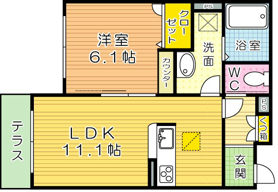 ヴィラウィステリア門司　D棟 103号室 間取り