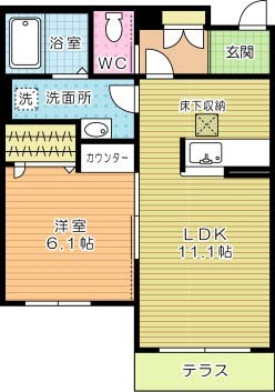 ヴィラウィステリア門司　Ｄ棟  103号室 間取り