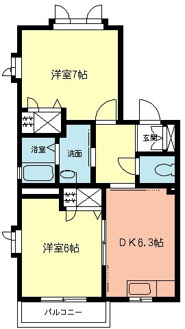 スクエア1 202号室 間取り