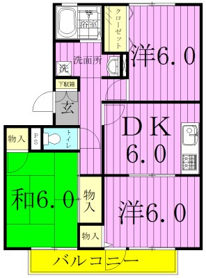フレマリール鎌ヶ谷Ｂ 201号室 間取り