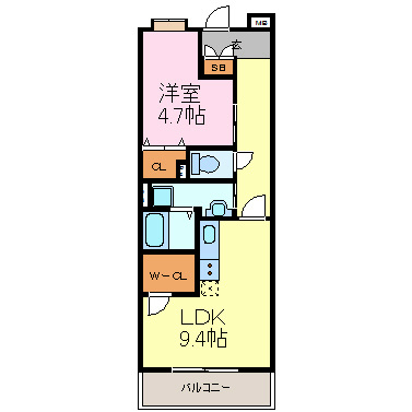 キャッスル常滑 414号室 間取り