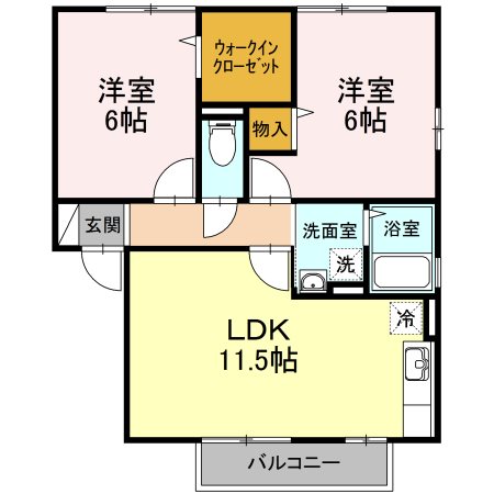 ハートワード 202号室 間取り