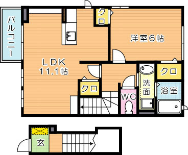 プロムナード上上津役　A棟 201号室 間取り