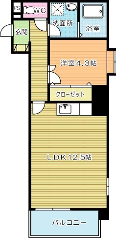 レクオス朋  203号室 間取り