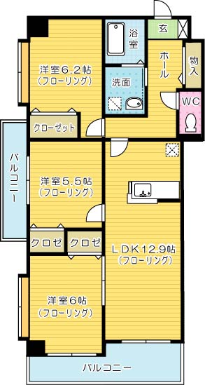 Ｆｅｌｔ５１５（フェルト５１５） 301号室 間取り