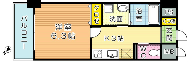 アンレーヴ門司駅前 1102号室 間取り