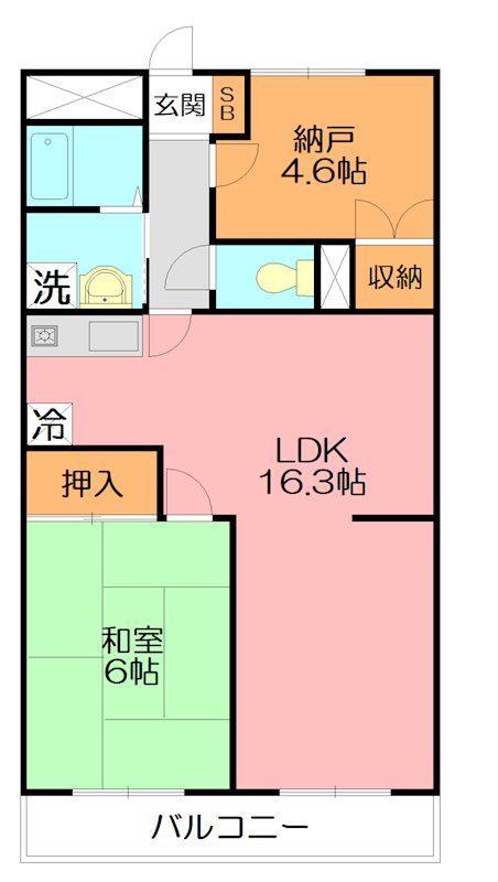 サニーレジデンス平塚Ⅰ 302号室 間取り
