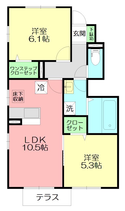 リバーハイム 102号室 間取り