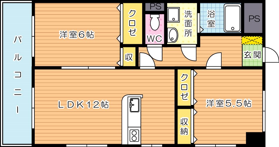 マリアージュ小森江  202号室 間取り