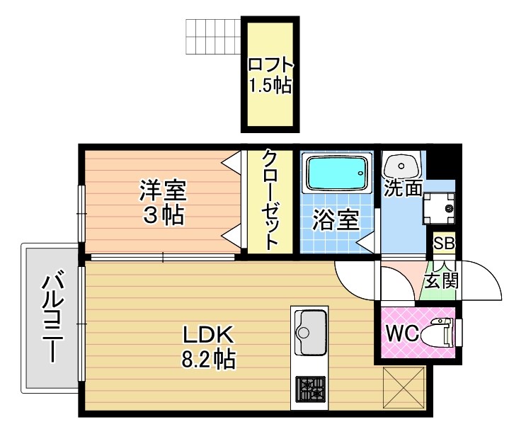 FarPlace小倉西(ファープレイス小倉西) B棟 206号室 間取り