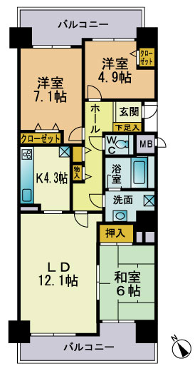 西福岡マリナタウンウエーブコースト1番館 1305号室 間取り