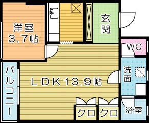 FORZA馬借 104号室 間取り