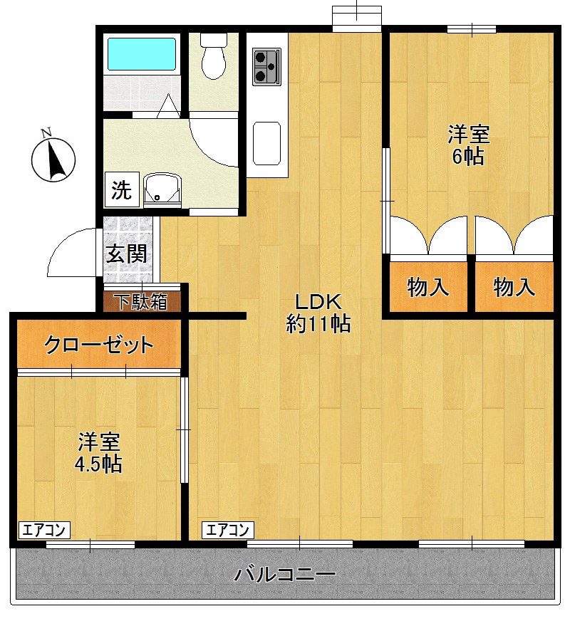 菅住宅2号棟 405号室 間取り