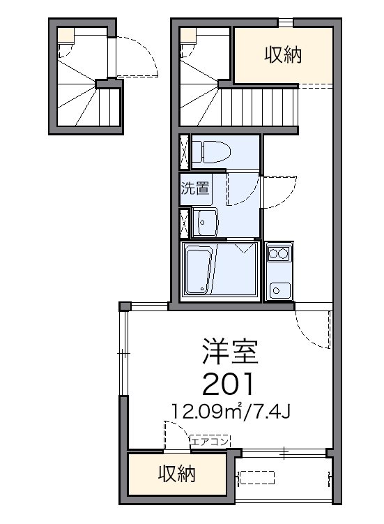 Ｎａｋａｍｕｒａ 201号室 間取り