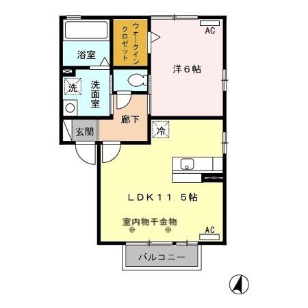 プロフォンド　Ａ 201号室 間取り