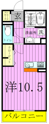 ＡＸＩＳ北松戸 106号室 間取り