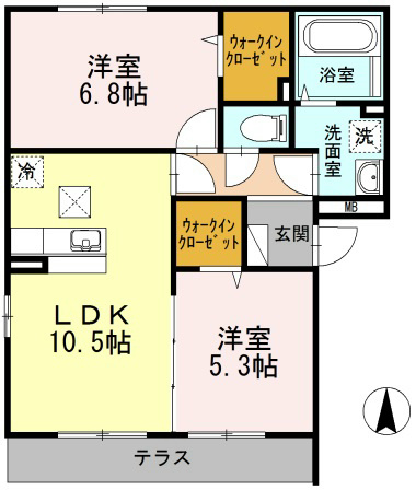 ベルシャイン厚木Ⅱ 101号室 間取り