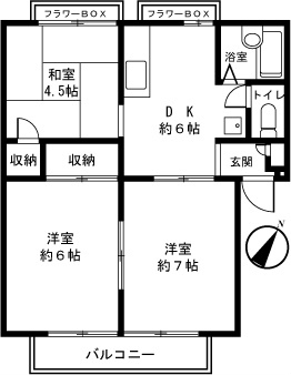 ジュネス十日市場Ａ棟 間取り図