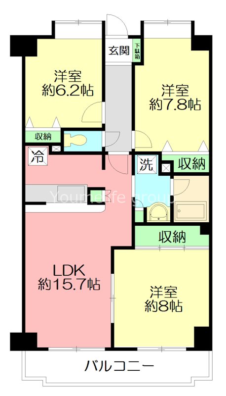ロイヤル3 304号室 間取り