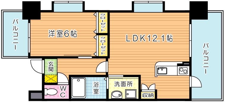 アースコートＹ&rsquo;ｓシティ香春口 401号室 間取り