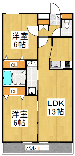 クレスト三ツ池 203号室 間取り