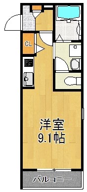 クラージュ夢見ヶ崎 302号室 間取り