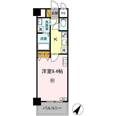 ＧＲＡＮＤ　ＲＩＳＥ　住居 906号室 間取り