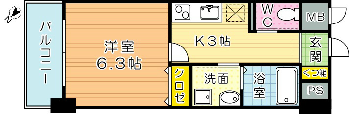 アンレーヴ門司駅前 202号室 間取り