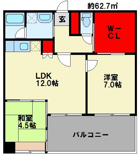 リバティガーデン熊本 202号室 間取り