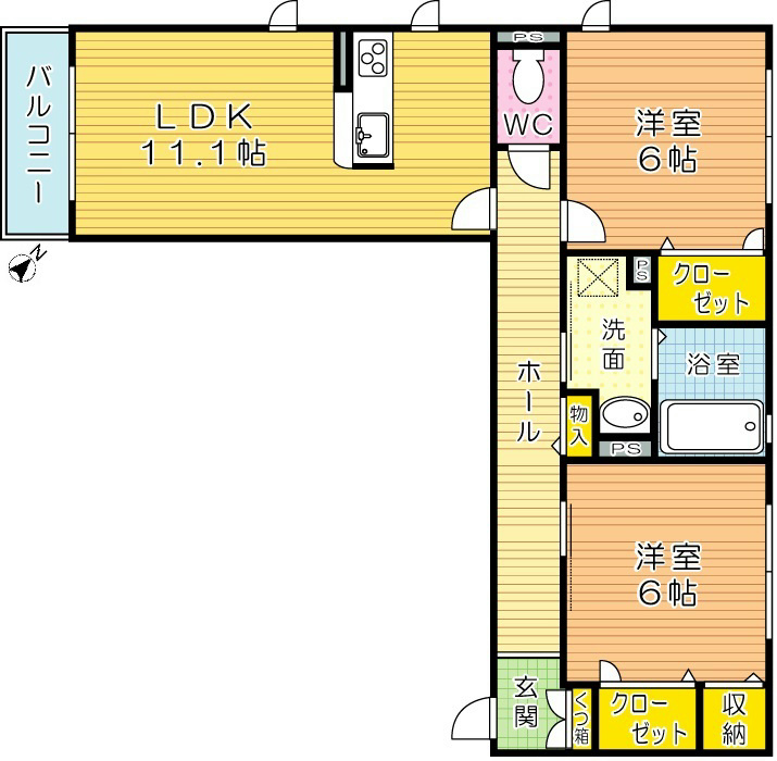 ヴィラウィステリア門司　B棟  202号室 間取り