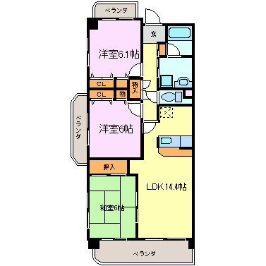 サンライズ新舞子 207号室 間取り