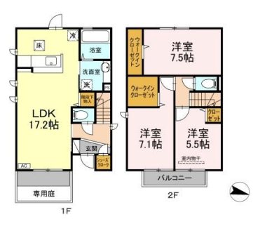 D-room西長住 間取り