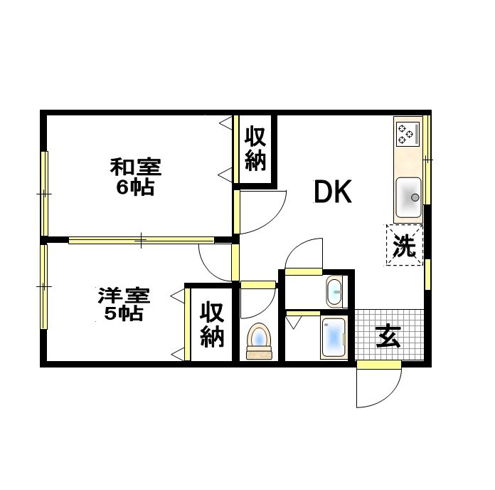 花嶋コーポB 101号室 間取り