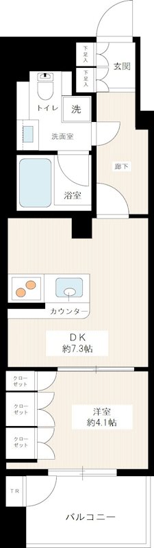 カスタリア銀座Ⅲ 0807号室 間取り