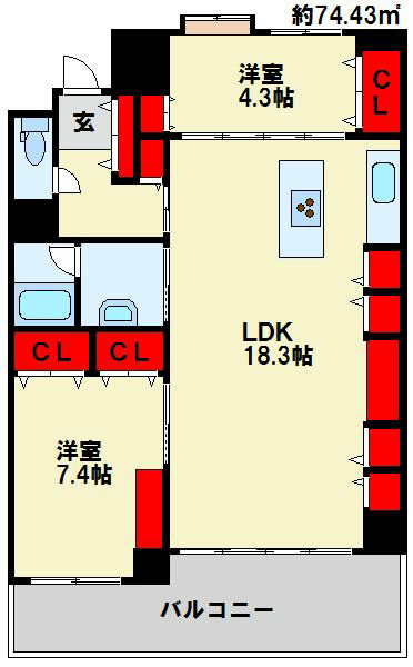 アクアサージュ大手町 1002号室 間取り