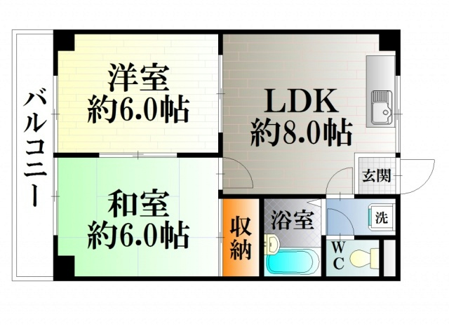 メゾンルピナス 206号室 間取り