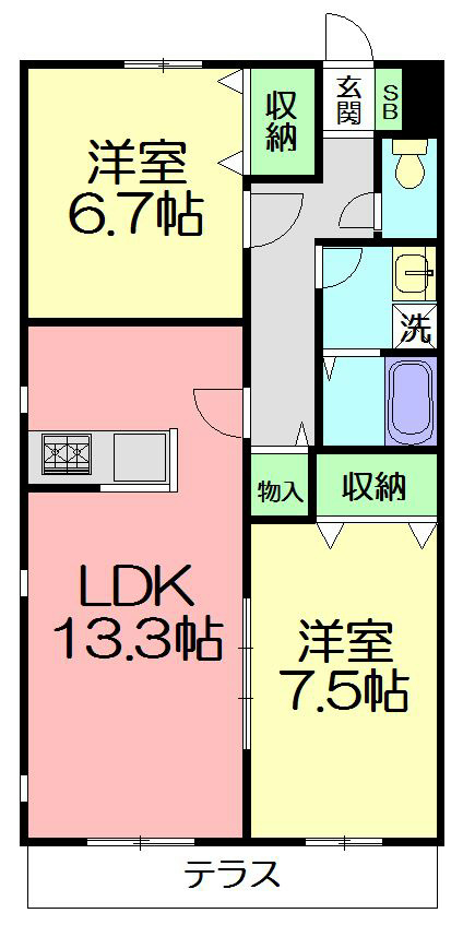 ペイサージュ 101号室 間取り
